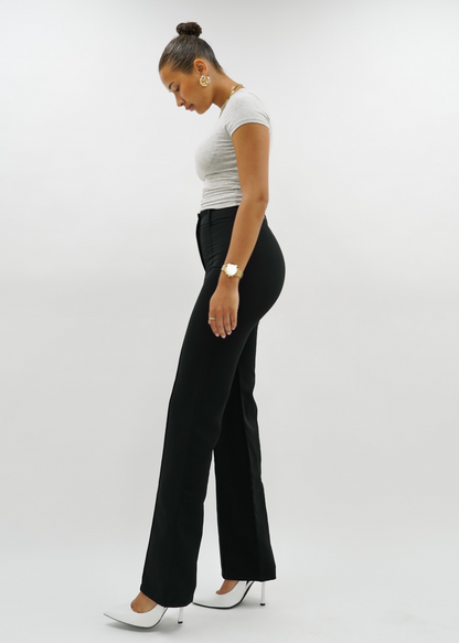 Straight leg pants met pressfold black (regular)