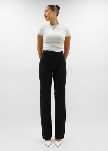 Straight leg pants met pressfold black (regular)