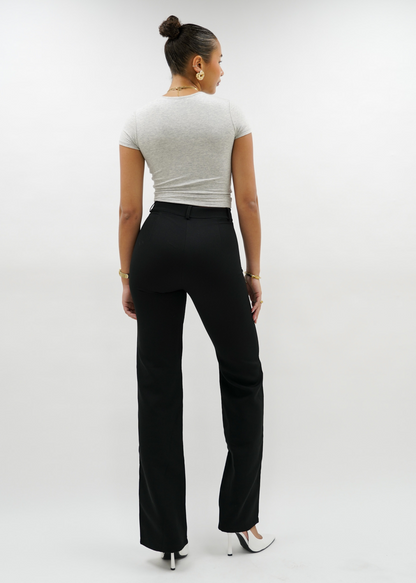 Straight leg pants met pressfold black (regular)