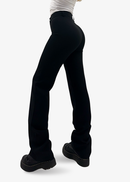 Straight leg pants met pressfold black (regular)