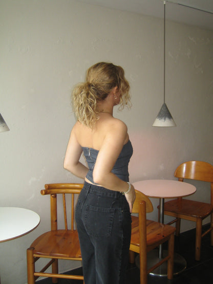 Malina denim top - Dark grey