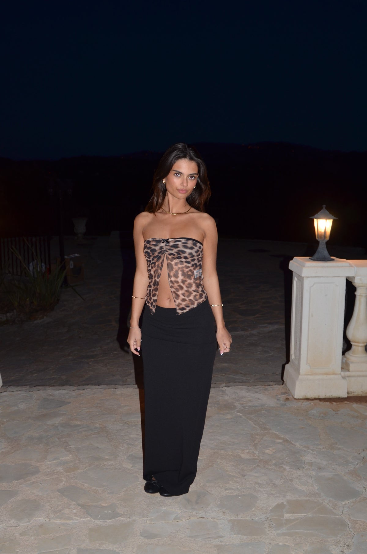 Zita bandeau mesh top - Leopard