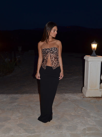 Zita bandeau mesh top - Leopard
