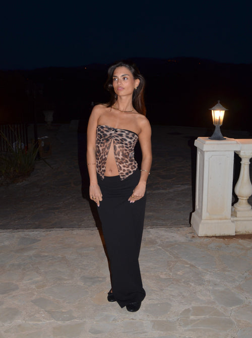 Zita bandeau mesh top - Leopard