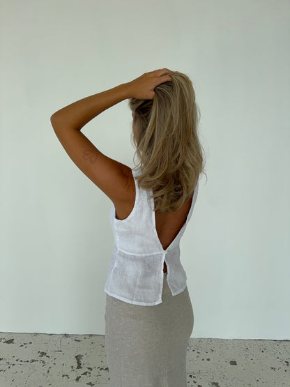 Emina linen top - White