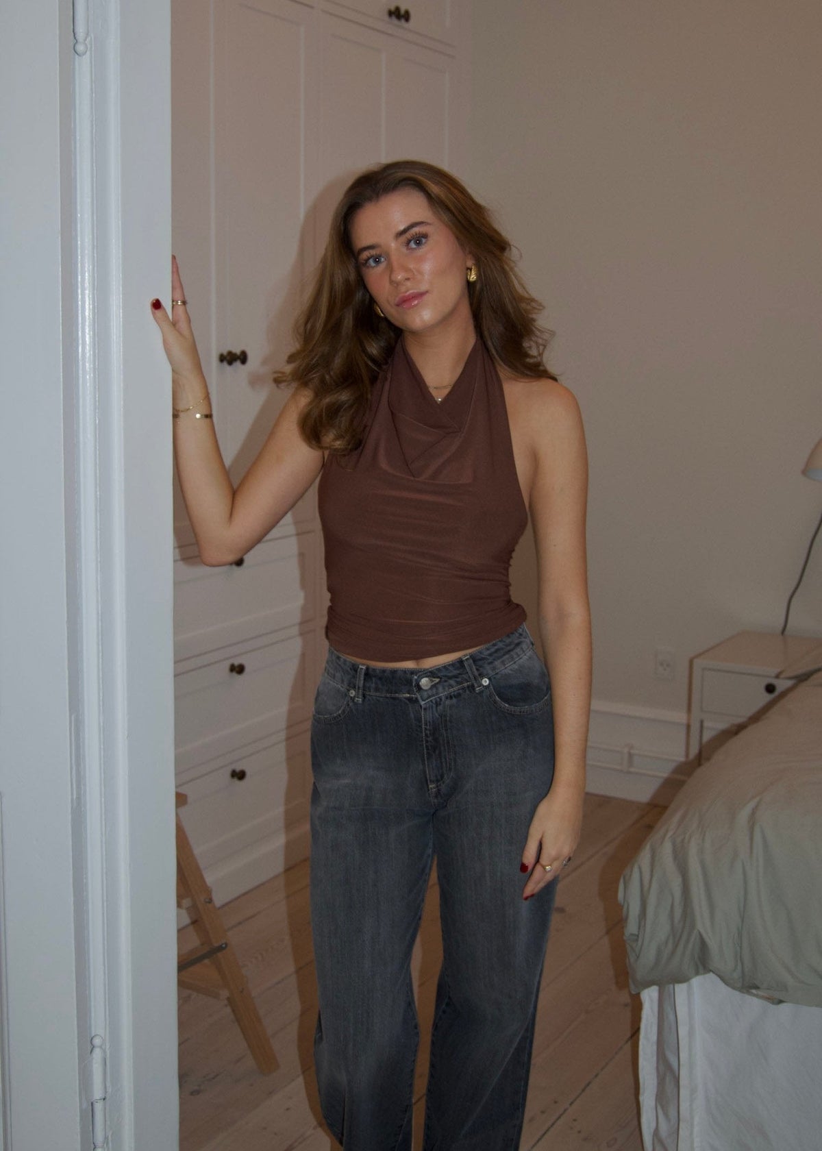 Dora halterneck top - Brown