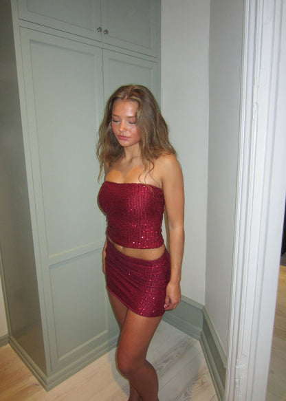 Jolie sequin tube top - Burgundy