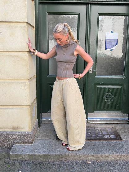 Munga knit top with hoodie - Taupe