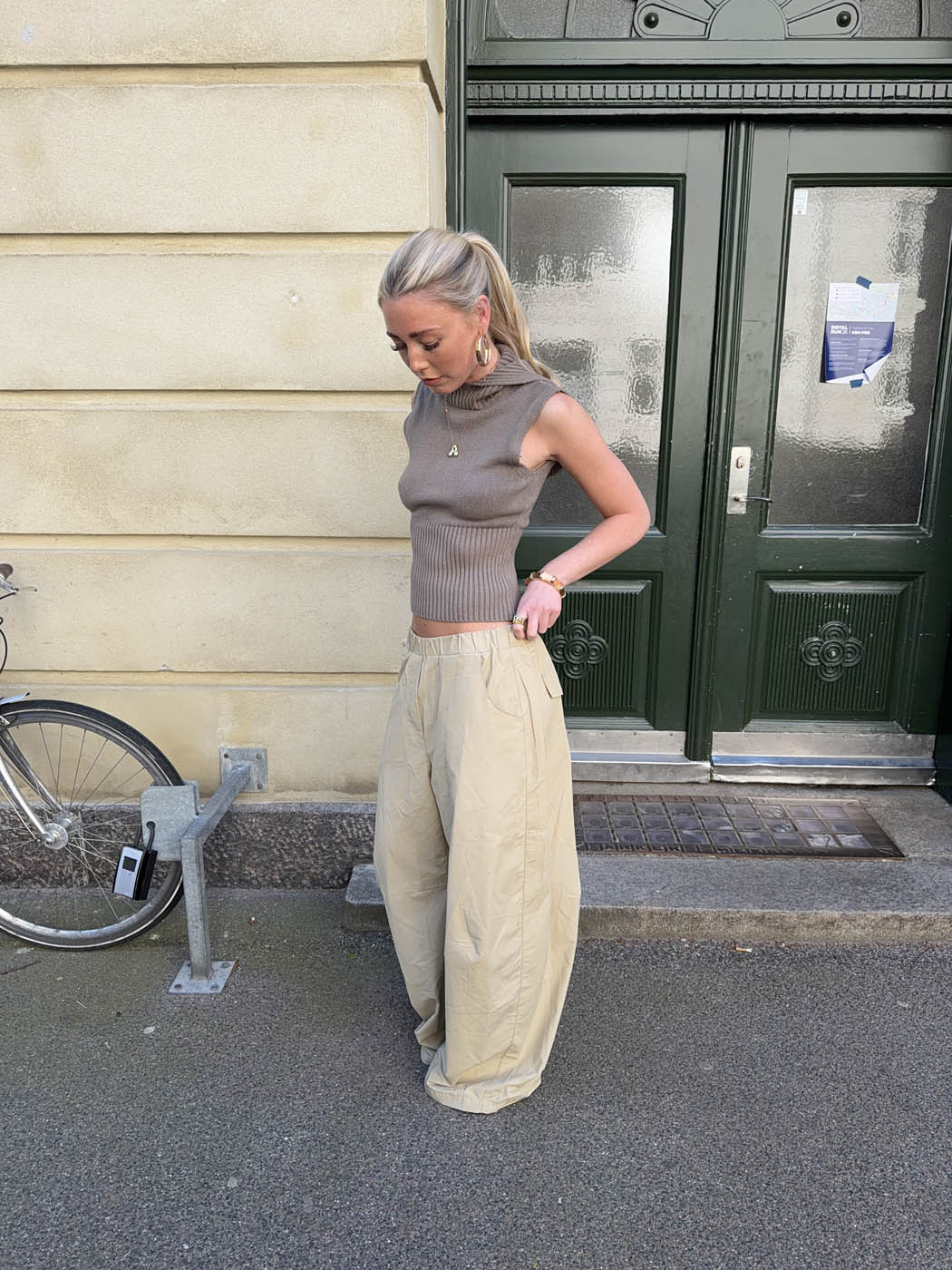 Munga knit top with hoodie - Taupe