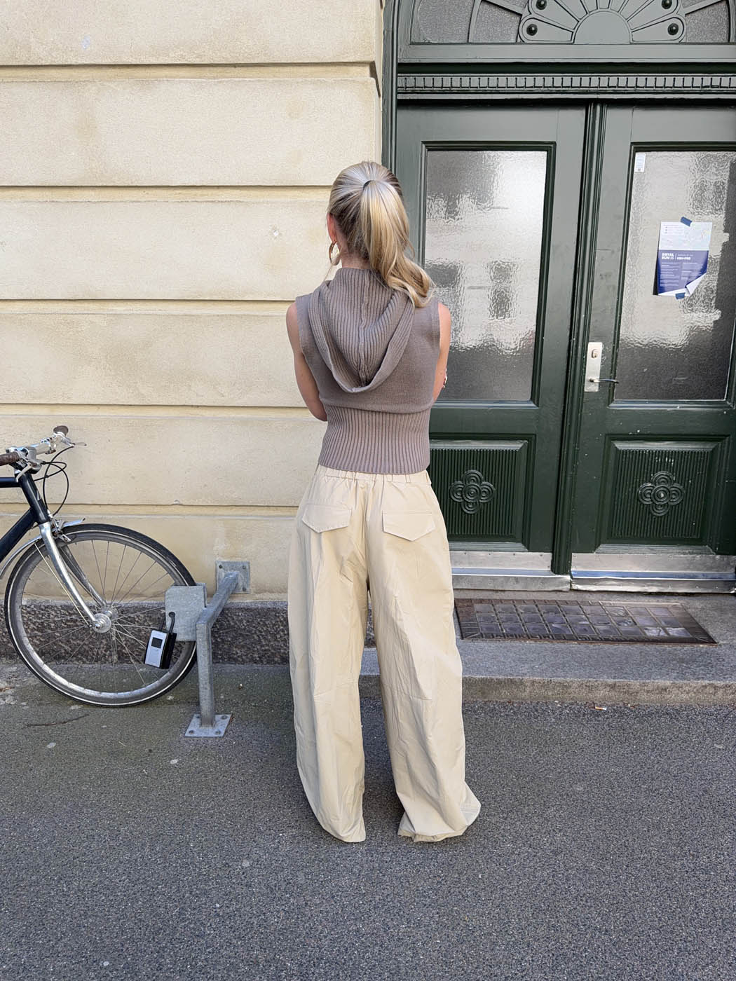 Munga knit top with hoodie - Taupe