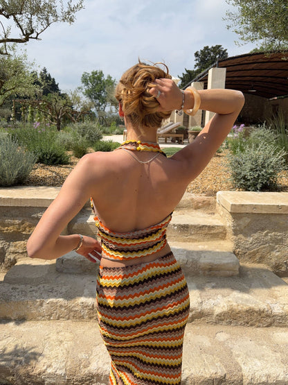 Sumarana top with pattern - Yellow/orange/brown