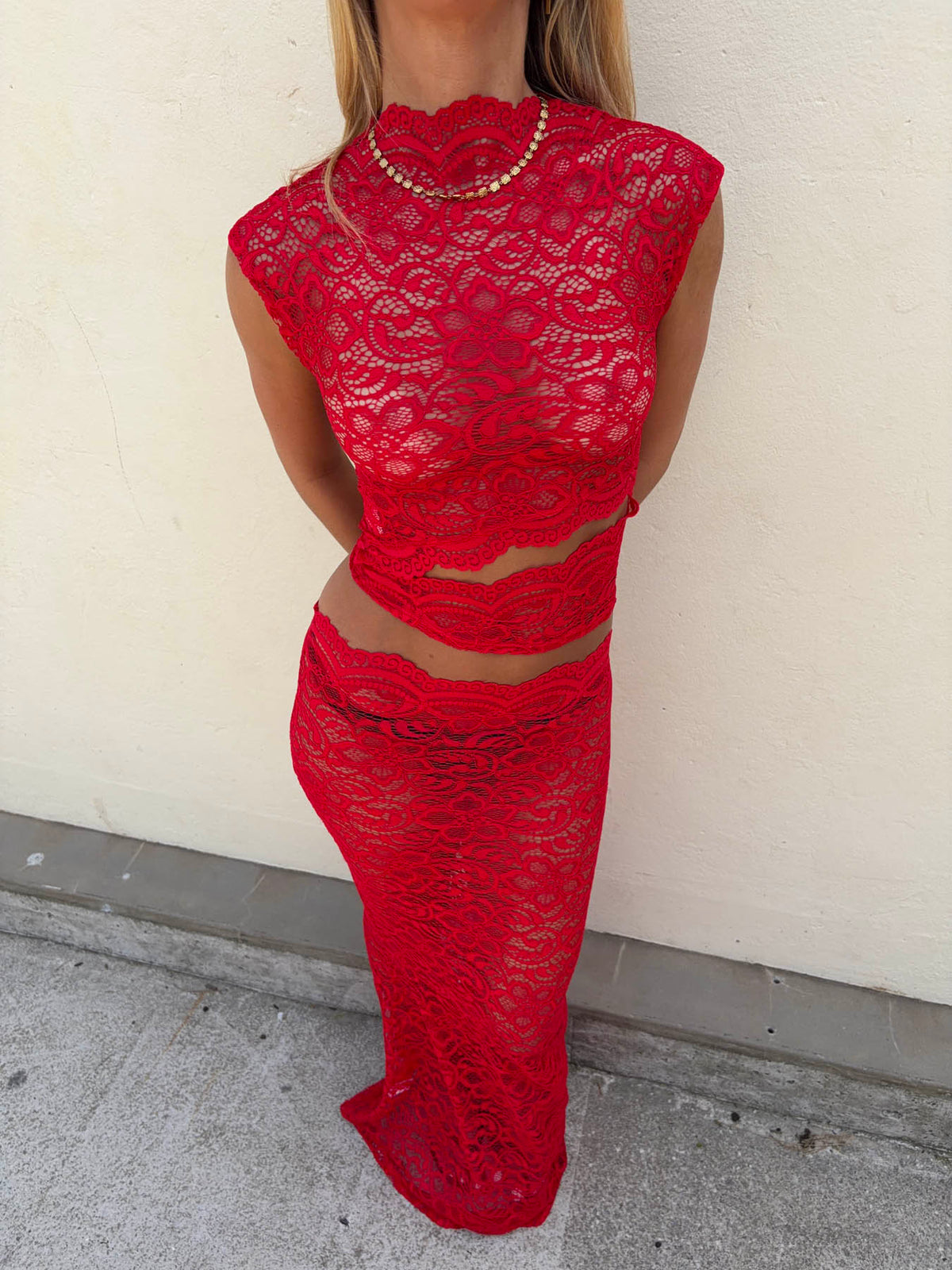Marisole top in lace - Red