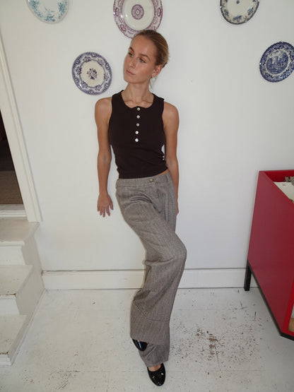 Dilly top with buttons  - Brown