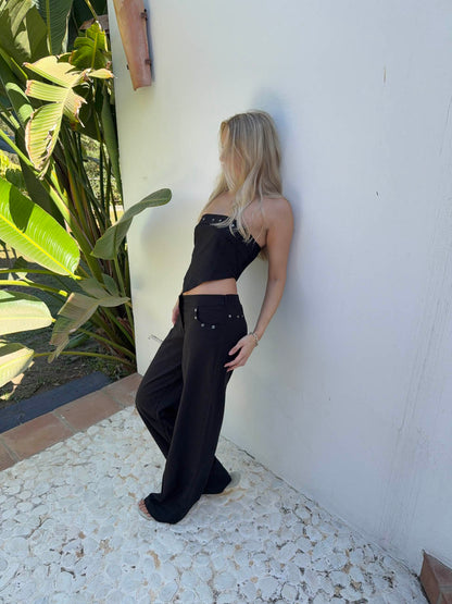 Josifina top with metal rings – Black