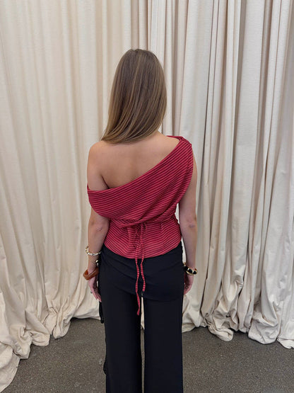 Lily top with stripes – Red/bordeaux