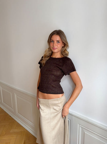 Kristin top with open back – Brown